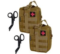 Krisvie Botiquín de Primeros Auxilios 2pcs Kit de Supervivencia con Tijeras de gasa Botiquín de Primeros Auxilios para Coche Barco El Hogar Lugar Trabajo Mochila y Acampar Senderismo Viaje