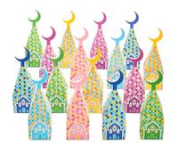 Kritkin 60 Cajas de Regalo de Ramadán a Dos Aguas Cajitas de Regalo de Papel para Kareem Caja Musulmana de Eid Mubarak para Dulces Favores Decoración de Mezquita Boda Regalo para Niños, 6 Diseños