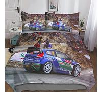 KRIVS WRC-Car Race Juego De Funda Nórdica De Funda De Edredón De Microfibra Funda De Edredón 3D con Juego De Fundas De Almohada para Niños,Adultos con Cierre De Cremallera Suave Double(200x200cm)