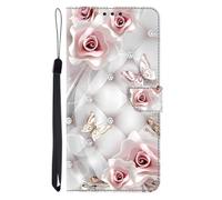 KRjcsfhy Blumen Lederhülle für Xiaomi Redmi Note 12 Pro 5G Hülle, Flip Wallet Handyhülle Premium Leder Tasche Case Magnebare Klappbare Kartenfächer Schutzhülle für Xiaomi Redmi Note 12 Pro 5G,