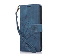 KRjcsfhy Funda para iPhone 16 Pro Case Shockproof Embossed Butterfly Wallet Case with Card Holder Flip Folio Soft PU Leather Magnetic Closure Protective Cover for iPhone 16 Pro, azul