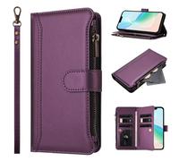 KRjcsfhy Funda para Nokia HMD Fuison, de piel sintética, con cremallera, a prueba de golpes, funda protectora magnética con ranuras para tarjetas para Nokia HMD Fuison, color morado
