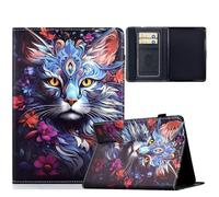 KRjcsfhy Funda para tablet Samsung Galaxy Tab S11 2025 de 11 pulgadas SM-X730/X736B con soporte para bolígrafo, diseño de hebillas magnéticas, función atril, gato azul