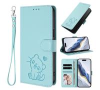 KRjcsfhy Funda para Xiaomi 10T/10T Pro Funda de Cuero Flip Case Gato Funda Billetera Flip Cover Bolsillo Soporte Tarjetero Teléfono Móvil Libro para Xiaomi 10T/10T Pro Verde Menta