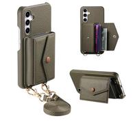 KRjcsfhy Handykette für Samsung Galaxy S21 Ultra 5G Hülle, Handyhülle für Samsung Galaxy S21 Ultra 5G Tasche mit Band Kartenfach Magnetic Geld Slot Ständer Flip Case Leder Schutzhülle,Grün