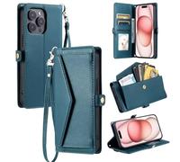 KRjcsfhy Handykette Handyhülle für Xiaomi Redmi Note 14 Pro 5G Hülle Case PU Leder Tasche Umhängeband Trageschlaufe Kordel Lanyards Cover Schutzhülle Handytasche Kartenfächer Schale Handycover,grün