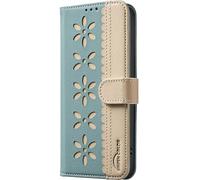 KRjcsfhy Spitzenblumen Handyhülle für Vivo Y21/Y21S/Y33S Hülle Klappbar Klapphülle mit Handytasche Kartenfach Handy Schutzhülle Tasche Leder Wallet Flip Case Slim Book Cover Hülle,grün