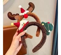 KRJGOERG 1. Diadema de cuernos de reno de felpa de una sola pieza para niñas, aro de pelo de fiesta de cosplay de Navidad, accesorio de regalo festivo para el cabello