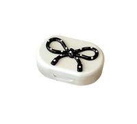 KRJGOERG 1 funda para lentes de contacto, colorido y bonito soporte para caja de lazo, mini kit de almacenamiento para exteriores con espejo y pinzas, para viajes y hogar, White, 1.0*1.0*1.0