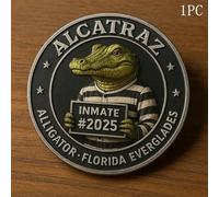 KRJGOERG Alligator Alcatraz Humor Collectible Coin, Alligator Alcatraz Challenge Coin, Alcatrazs Prison Memorabilia, Florida Everglades Crime History Collectible, Gift for Men and Collectors