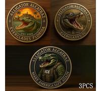 KRJGOERG Alligator Alcatraz Humor Collectible Coin, Alligator Alcatraz Challenge Coin, Alcatrazs Prison Memorabilia, Florida Everglades Crime History Collectible, Gift for Men and Collectors
