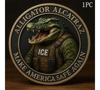 KRJGOERG Alligator Alcatraz Humor Collectible Coin, Alligator Alcatraz Challenge Coin, Alcatrazs Prison Memorabilia, Florida Everglades Crime History Collectible, Gift for Men and Collectors