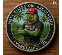 KRJGOERG Alligator Alcatraz Humor Collectible Coin, Alligator Alcatraz Challenge Coin, Alcatrazs Prison Memorabilia, Florida Everglades Crime History Collectible, Gift for Men and Collectors