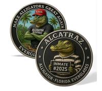 KRJGOERG Alligator Alcatraz Humor Collectible Coin, Alligator Alcatraz Challenge Coin, Alcatrazs Prison Memorabilia, Florida Everglades Crime History Collectible, Gift for Men and Collectors