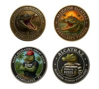 KRJGOERG Alligator Alcatraz Humor Collectible Coin, Alligator Alcatraz Challenge Coin, Alcatrazs Prison Memorabilia, Florida Everglades Crime History Collectible, Gift for Men and Collectors
