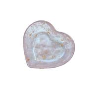 KRJGOERG Cuenco de resina de cristal natural con forma de corazón de cuarzo rosa, decoración del hogar, meditación y bolsillo, regalo