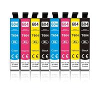 KRLAZdN Cartucho de Tinta 604 XL Compatible con T 604XL T604 Uso con impresoras XP 2200 2205 3200 3205 4200 4205 WF 2910 2930 2950(8pcs (2set))
