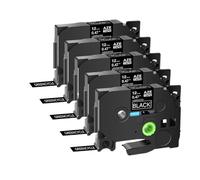 KRLAZdN Cinta de Etiquetas 5PK 10PK Tze 231 131 631 6mm 9mm 12mm Casete Laminado Compatible con rotuladora(5PK-White on Black)