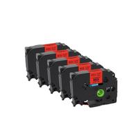 KRLAZdN Cinta Laminada Paquete De 5 A 10 12 Mm Compatible con Pritner TZE231 TZE-231 TZE631 TZE131 TZE221 TZE211(5PK Black on Red)