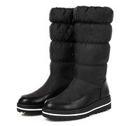 KRLZKID Botas de Nieve de Invierno para Mujer Botas a Media Pantorrilla para Clima frío Talla Grande Zapatos de cuña de algodón Grueso y cálido,Black-41