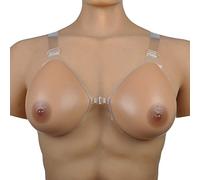 KRLZKID Pecho de Silicona con Correas Potenciadores de prótesis de Senos para mastectomía travesti transgénero Drag Queen Cosplay,Brown-M