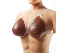 KRLZKID Tetas Falsas Realistas Mastectomía Femenina Pecho de Silicona con Correas para Cosplay transgénero travesti,Black-S
