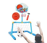 Krmoau Canasta de baloncesto para piscina, portería de waterpolo 2 en 1 con 2 bolas y 1 bomba, juguete acuático a partir de 4 años para niños, adultos, familia, jardín, lago, interior y exterior