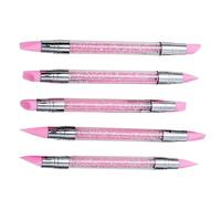 Krmoau Cepillo de uñas de silicona - Lápiz de modelado de uñas de doble cara, accesorios de manicura con mango antideslizante como ayuda para modelar dibujo y esculpir