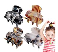 Krmoau Pinza De Pelo De Acrílico,Pinzas Para El Cabello Pequeñas Para Mujeres | 4X Pinzas para el cabello con diseño de estampado de leopardo para cabello fino | Pinzas de mandíbula pequeñas