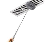 Krmoau Plumero telescópico con barra de extensión, cepillo de lavado de coche con mango largo, juego de limpieza reutilizable con barra telescópica de aluminio para muebles exteriores