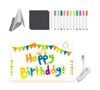 Krmoau Tablero De Mensajes LED,Pizarra Transparente - Con 12 Rotuladores De Colores Y Soporte Plegable Pizarra De Borrado En Con Luz LED,Para Jóvenes, Niños y Niñas, Dibujo