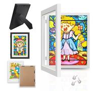 Krobby - Cuadro Portadibujos Infantil - Marco Dibujos niños A4 - Apertura y Cierre Magnético - Capacidad 150 Láminas - Diseño Blanco (21 x 29,7 cm)