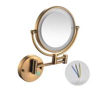 KRODEAIR Espejo de Maquillaje Iluminado montado en la Pared, Espejo de tocador con Aumento de Doble Cara cableado, Brazo extendido, Espejo de Afeitar LED Giratorio de 360°,5X,D