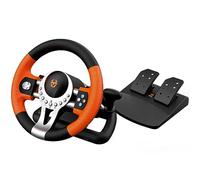 KROM K-DRIVER - Volante Gaming con Pedales y Vibración, Rotación de 180°, Palanca de Cambios y Levas, 12 Botones, Conexión USB, compatible con PC, PS3, PS4 y Xbox One - Negro