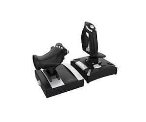 KROM K-FLIGHT -Joystick set, Juego palancas simulador vuelo, Palanca acelerador/dirección, modo interno vibración, Grip sintético mejor agarre, 2 ejes, 2 POV, 16 botones, PC, PS4, Xbox One, Negro