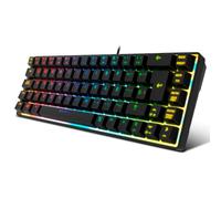 KROM Kalista - Teclado Gaming de Membrana RGB Rainbow, Formato 62%, Modo Gaming, N-19 Anti-ghosting, Windows | Mac, Layout español, Negro