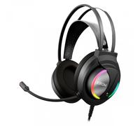 KROM Kappa - Auriculares Gaming con micrófono, Sonido Stereo RGB LED Rainbow, Altavoces 50mm, Diadema Ajustable, Micro Flexible, USB, Compatible PC, Negro