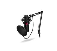 KROM KAPSULE - Micrófono de condensador USB con doble cápsula, patrón cardioide, filtro antipop y soporte antivibración para streaming, podcast y grabación - Negro