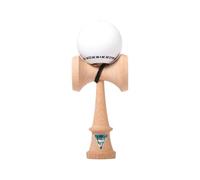 KROM Kendama POP Rubber Blanco - de madera de haya certificada - Madera de alta calidad - Para principiantes y profesionales - Pack : cuerda de repuesto + pegatinas