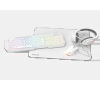 KROM KENTA - Combo Gaming 4 en 1 - Teclado RGB Rainbow, Layout Español, Antighosting, Ratón óptico 7200 dpi, Auriculares 50mm Estéreo y Alfombrilla 450x400x3mm, Color Blanco