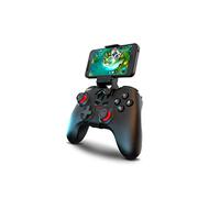 KROM KENZO - Mando Inalámbrico Bluetooth 5.0 con Soporte para Smartphone, 15 Botones Programables, Función Turbo, Batería Recargable, Compatible con PC, PS4, PS3, Switch, Android e iOS, Color Negro
