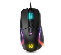 KROM Kick - Ratón Gaming, RGB Rainbow, Sensor óptico PixArt 3327 hasta 12000 dpi, 6 Niveles dpi (800-6200), avanzado Software, Negro