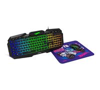 KROM Kit teclado, ratón y alfombrilla edición Hot Wheels KUSTOM- Teclado membrana RGB, Ratón con sensor óptico 7200 DPI, alfombrilla tela suave y resistente, layout italiano, color negro