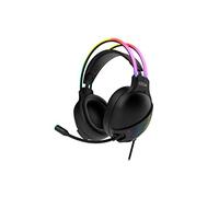 Krom KLAIM -NXKROMKLAIM - Auriculares con microfono, Sonido stereo Rainbow RGB LED, Altavoces 50mm, Diadema Ajustable, Micro Flexible, USB, Compatible PC, Negro