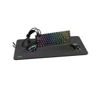 KROM Klass - Pack Gaming 4 en 1, Teclado mecánico TKL RGB, Ratón óptico 7200 dpi, Auriculares con Controladores de 50 mm, Alfombrilla XXL, Set Completo para PC y portátil Gamer. Color Negro