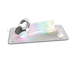 KROM Klass - Pack Gaming 4 en 1, Teclado mecánico TKL RGB, Ratón óptico 7200 dpi, Auriculares con Controladores de 50 mm, Alfombrilla XXL, Set Completo para PC y portátil Gamer