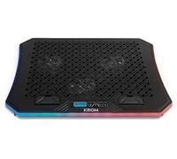 KROM KOOLER -NXKROMKOOLER- Base refrigeradora para portátiles hasta 19", 6 Ventiladores, RGB, Soporte para Smartphones, Display LCD y HUB USB, Color Negro