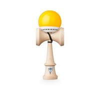 KROM Pro Kendama de Madera para Principiantes y avanzados - Pop LOL Amarillo - Juego de Habilidad para Exteriores e Interiores - Juguete de Madera con Cuerda y Bola