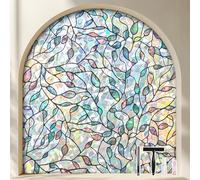 KROMAPOLIS película de privacidad de la Ventana del Arco Iris Botánico Window Film Floral y Verde patrón Decorativo estática Decorativa se aferran para la Oficina Cocina Salón Dormitorio(30 * 400cm)