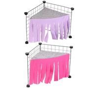 Kronabelle 2 escondite de cobayas, tienda de campaña de esquina con borlas en tela súper suave, guarida reversible de animales pequeños con ganchos de acero inoxidable, 17.7 x 12.4 pulgadas, 2.4 onzas